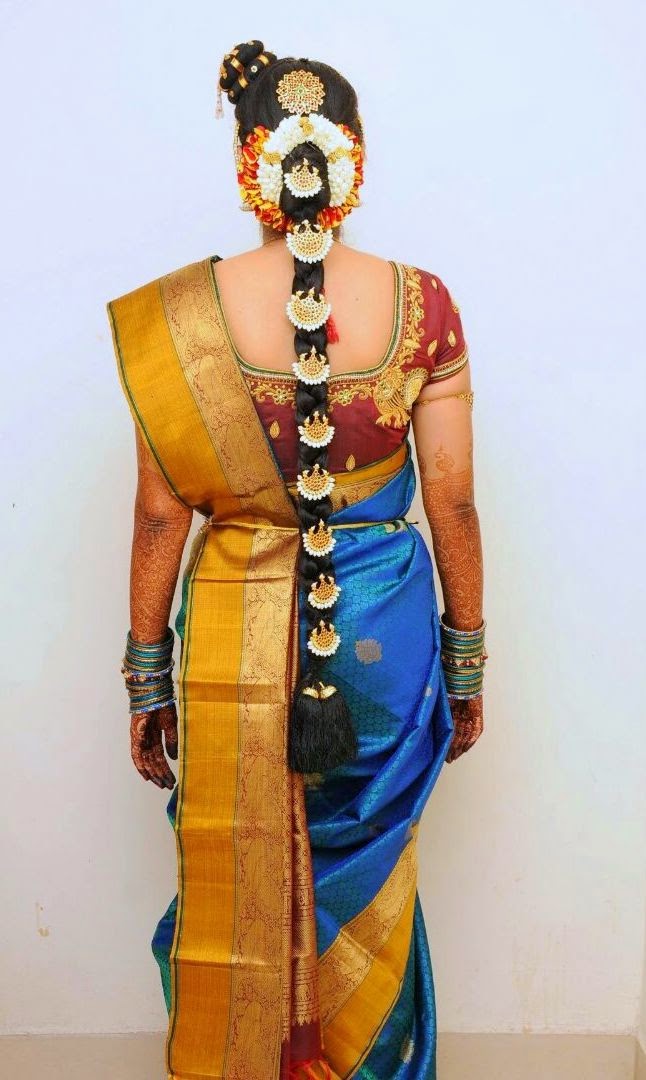 Traditional Tamil Iyengar Hairstyles AKA Andal Kondai We Spotted Brides In!  | Wedding blouse designs, Bridal blouse designs, South indian bride