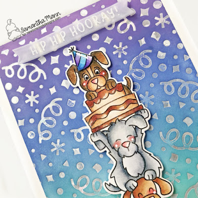 Hip Hip Hooray Card by Samantha Mann for Newton's Nook Designs, Hot Foil, Distress Inks, Birthday, Cards, Card Making, Puppy, Dog #newtonsnookdesigns #newtonsnook #hotfoil #confetti #birthday #birthdaycard