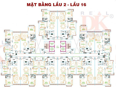 Mặt bằng căn hộ Ngọc Phương Nam từ lầu 2 - lầu 16