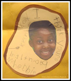 photo of: Kinder Writing on Giraffe Thank You Card via RainbowsWithinReach