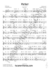 Easy Notes Sheet Music for Treble Clef, Violins, Flutes, Saxophones, Clarinet, Trumpets, Horns Perfect by Ed Sheeran... Partitura con Notas en Inglés Clave de Sol Notes Sheet Music PDF/MIDI