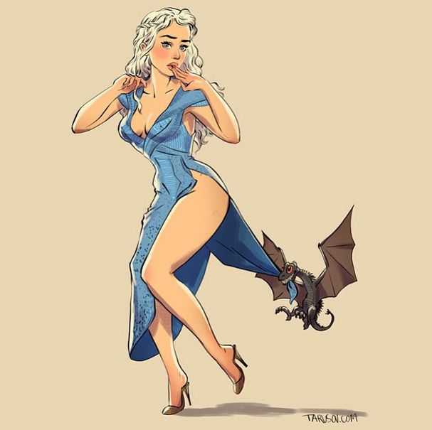 Daenerys Targaryen cartoon photoshop hot with dragons