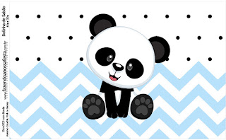 Panda in Light Blue Chevron and Black Polka Dots: Free Printable Candy Bar Labels.