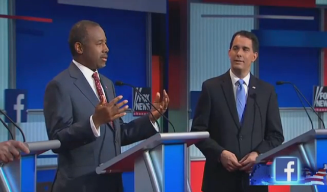 Scott Walker nodding Ben Carson Fox News debate