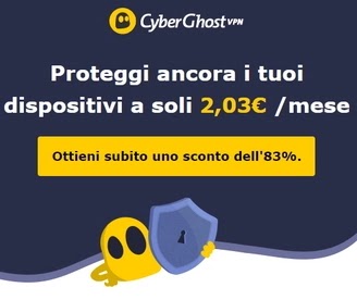 CyberGhost a soli 2,03€ mese