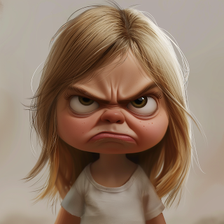 Animated Vector Style Image Irritated Small Girl