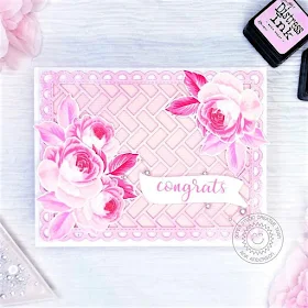Sunny Studio Stamps: Frilly Frame Dies Everything's Rosy Banner Basics Everyday Card by Ana Anderson