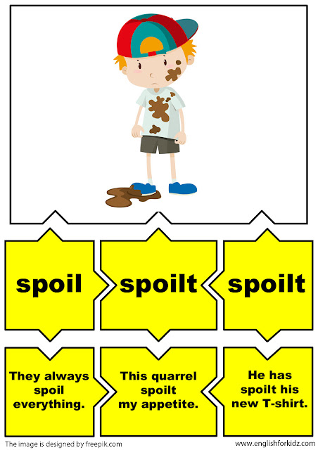 irregular verbs flashcards, verb spoil