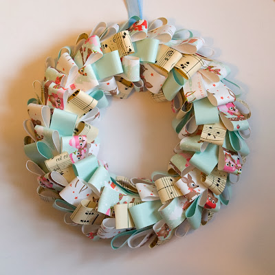 Blue paper Christmas Wreath