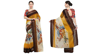 Rachna Sarees Women's Chanderi Silk Digital Printed Saree With Blouse Piece (Fotozen609_Multicolour_freesize)