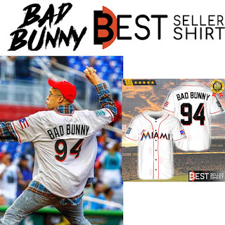 Bad Bunny Puerto Rico Miami Marlins Baseball Team Baseball Jersey Tee