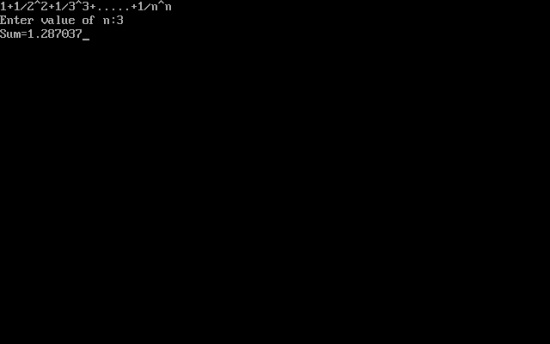 C++ program to find sum of series 1+1/2^2+1/3^3+.....+1/n^n