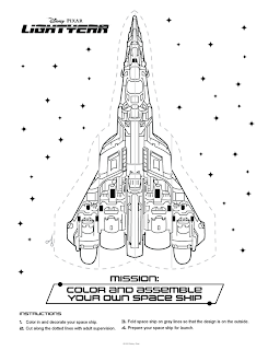 Coloring and cutting activity space ship