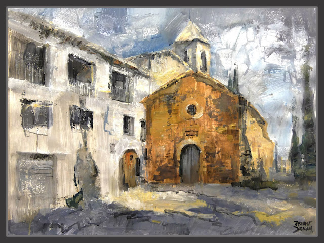 ESGLESIA-SANTA MARIA-MONISTROLET-PINTURA-RAJADELL-PAISATGES-BAGES-PINTOR-ERNEST DESCALS