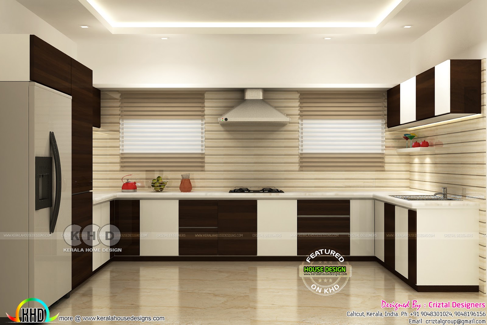 Kitchen, living bedroom interior designs - Kerala home design and floor
