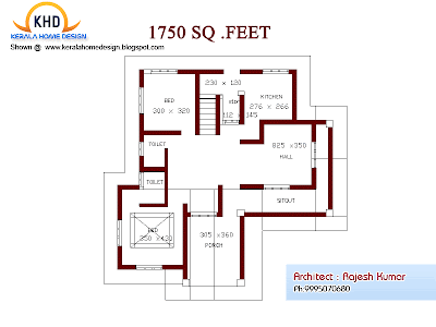 Home plan and elevation - 1750 Square Feet