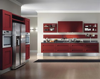 Modern Red Kitchen Cabinets