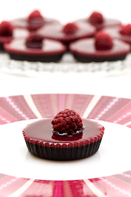 Raspberry and chocolate tarts front