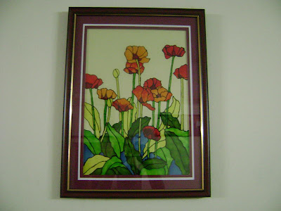 flower designs for glass painting. Poppy Field - Glass painting