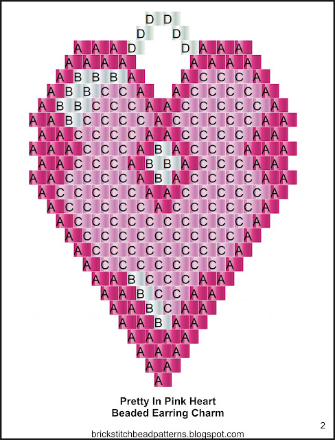 Free brick stitch seed bead earring pattern labeled color chart.