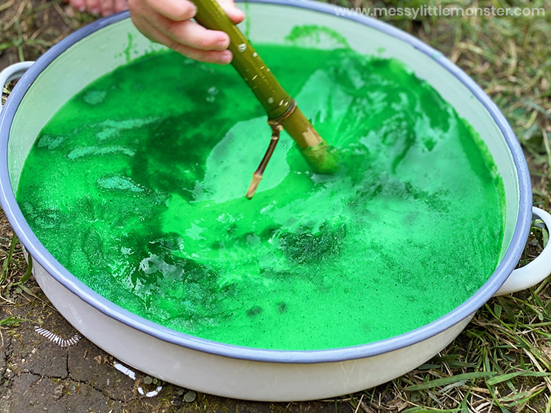 creating a slime swamp sensory bin