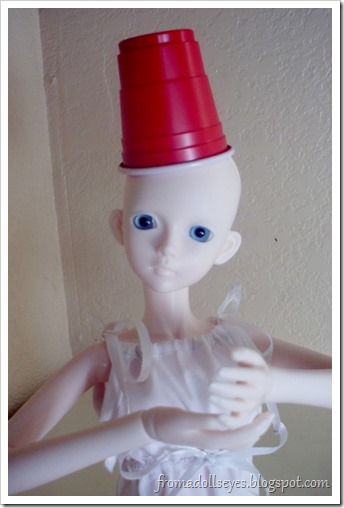 Bjd Wearing a Plastic Cup as a Hat