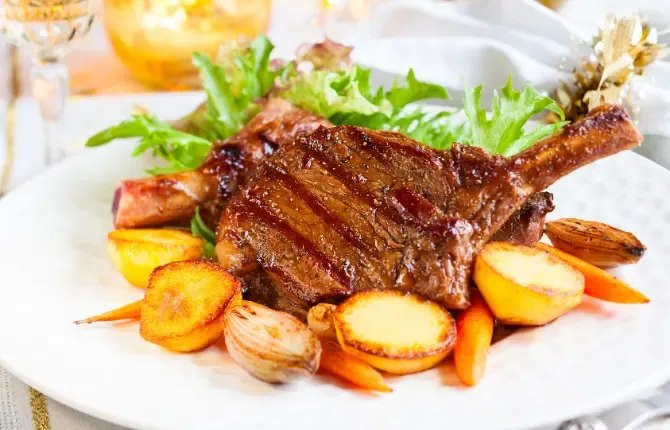 Veal chops with vegetables