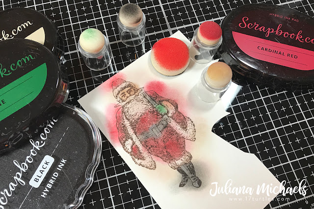 Coloring a stamped image with Scrapbook.com Exclusive Hybrid Ink Pads, Sponge Daubers and Ink Blending Tool with Domed Foam Applicator