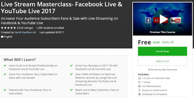 [100% Off] Live Stream Masterclass- Facebook Live & YouTube Live 2017|Worth 200$