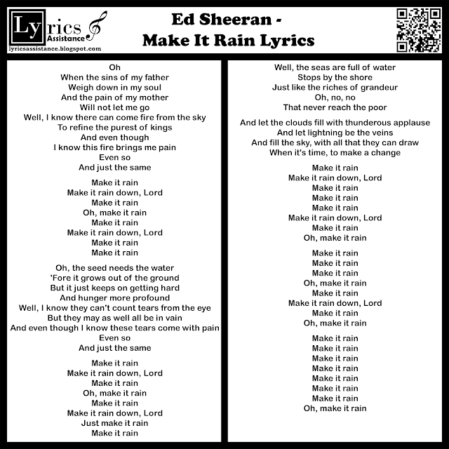 Ed Sheeran - Make It Rain Lyrics | lyricsassistance.blogspot.com