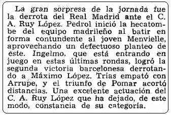 Recorte de La Vanguardia de 28 de septiembre de 1960