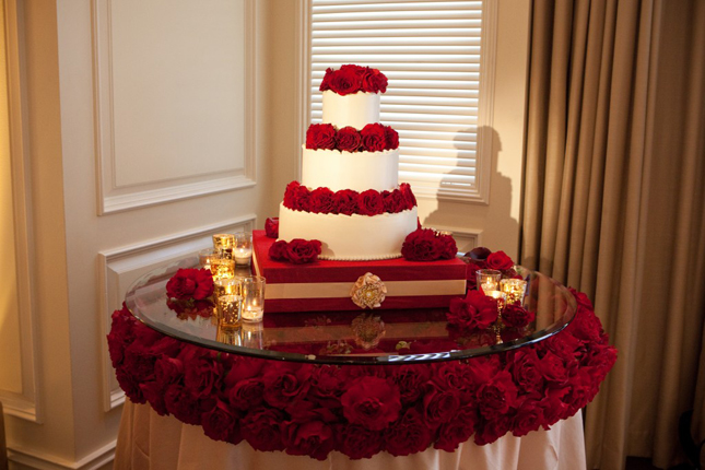 teal wedding cake table decoration