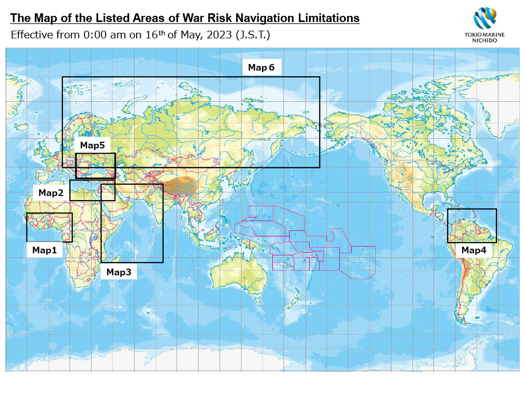 The Map of the Listed Areas of War Risk Navigation Limitations