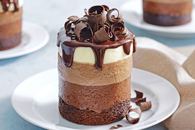 Triple Layer Chocolate Mousse Cakes