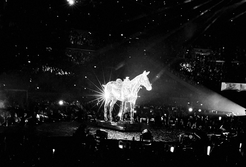 A shot of the disco horse on the Renaissance World Tour. Positioned in the centre of the B stage at the very end of the show.