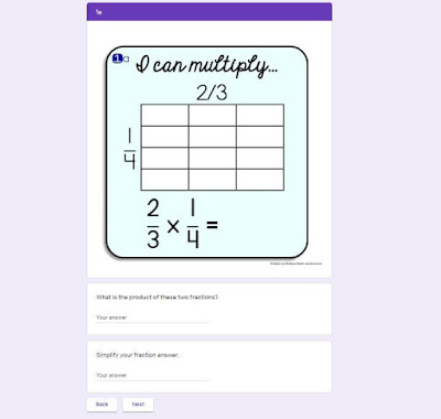 In this post I want to share with you a way to bring conceptual understanding of fraction multiplication with the area model even from afar. The interactive GOOGLE Slides resource allows you to move and overlap fractions to show fraction multiplication with the area model-- online and in color! And the editable GOOGLE Form activity lets students revise their work when working through fraction multiplication problems.