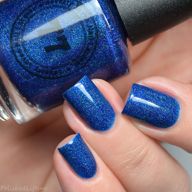 azure blue holographic nail polish