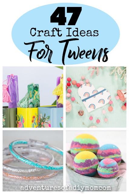 collage of easy crafts tweens can make