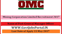 Mining Corporation Limited Recruitment 2017– General Manager