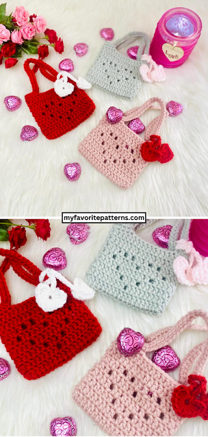 Free Mini Valentine Treat Bags Crochet Pattern