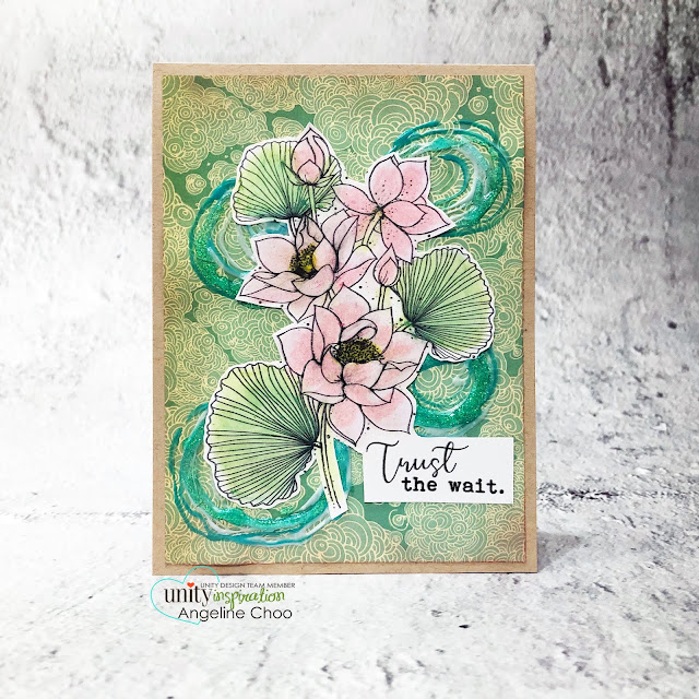 ScrappyScrappy: March Floral Frenzy Unity Stamp release - Like a Lotus #scrappyscrappy #unitystampco #cardmaking #card #papercraft #handmadecard #youtube #quicktipvideo #likealotus #trustthewait #lotusstamp #floralstamp #nuvodrops #nuvoglitterdrop #lotusflower