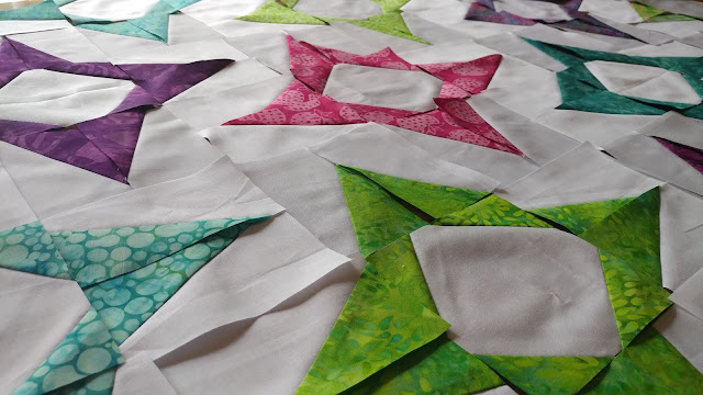 Improv star quilt using Island Batik fabrics and Aurifil thread