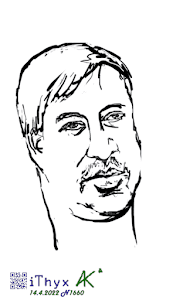 Голова мужчины, с небольшими усиками, рисунок на телефоне сделал художник Андрей Бондаренко @iThyx_AK