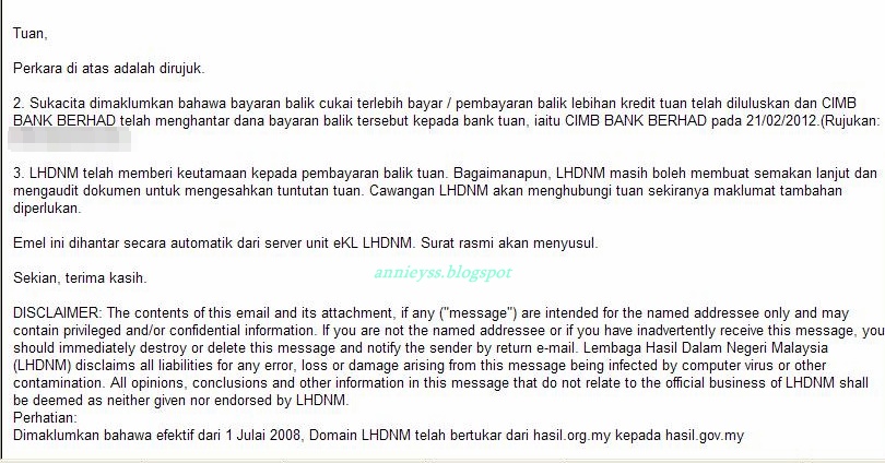 Contoh Surat Tuntutan Bayaran Balik Cukai Gst