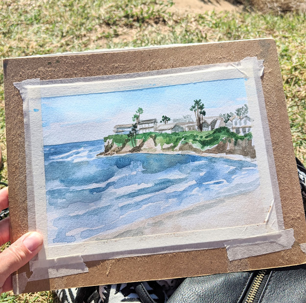 beach scene watercolor sketch