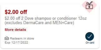 $2.00 Dove hair care CVS Instant store Coupon (All shoppers - check ur App)