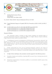 Urget Remainder Request expedite DPCs for Promotion to HSG-II, HSG-I & HSG-I (NFG)
