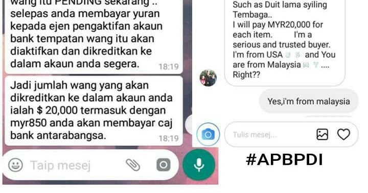 Penipuan scammer di internet - penipu online minta yuran 