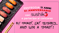 Logo Concorso Sushiko: vinci 1.000 cene, Smart Fortwo, Mi note, scooter e molto altro