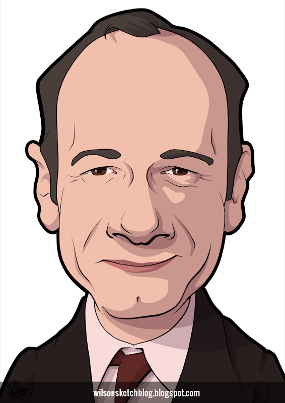 Cartoon caricature of Kevin Spacey.